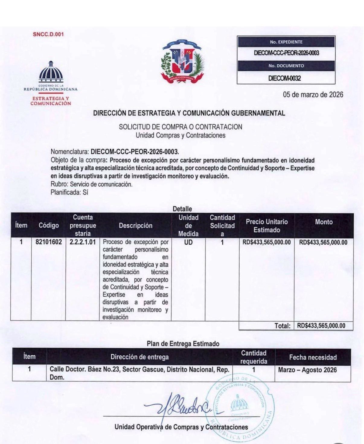 PLD ve escandaloso contrato de monitoreo por RD$433 millones
