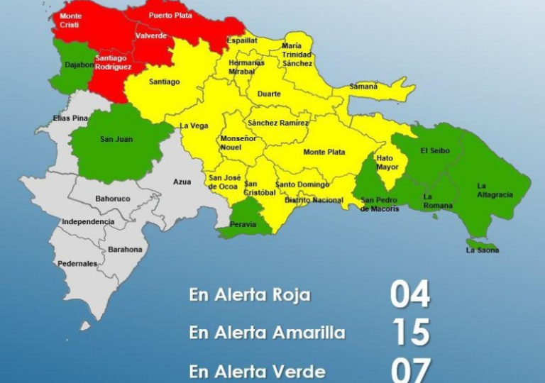 Indomet advierte de aguaceros muy fuertes este jueves en RD